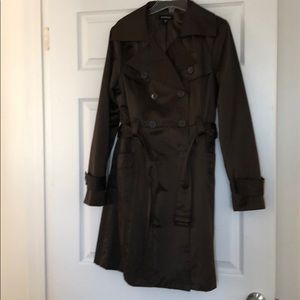 bebe trench mossy brown medium fully lined